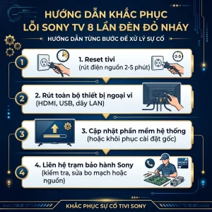 Sửa lỗi nháy 8 nháy đèn đỏ trên Tivi Sony KD-43X75K hiệu quả