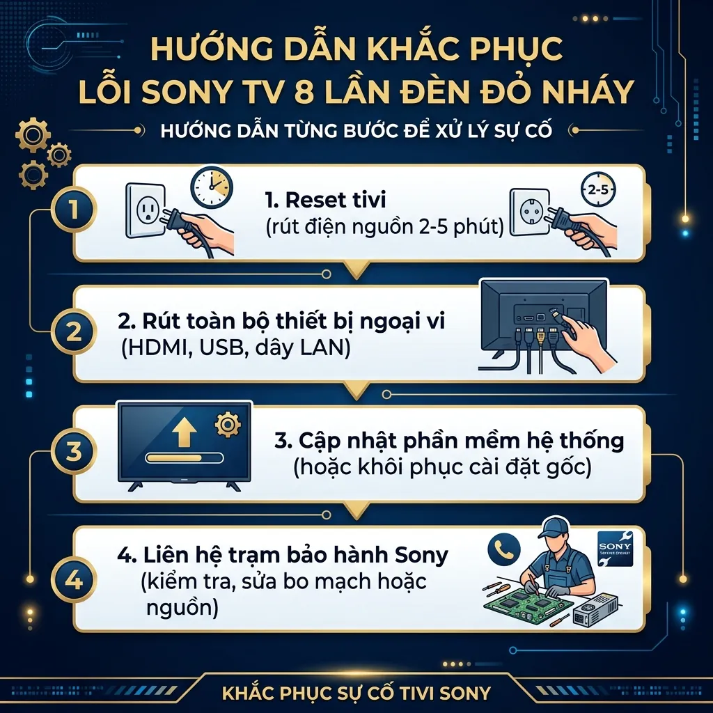 Sửa lỗi nháy 8 nháy đèn đỏ trên Tivi Sony KD-43X75K hiệu quả 1 Sửa lỗi nháy 8 nháy đèn đỏ trên Tivi Sony KD-43X75K hiệu quả