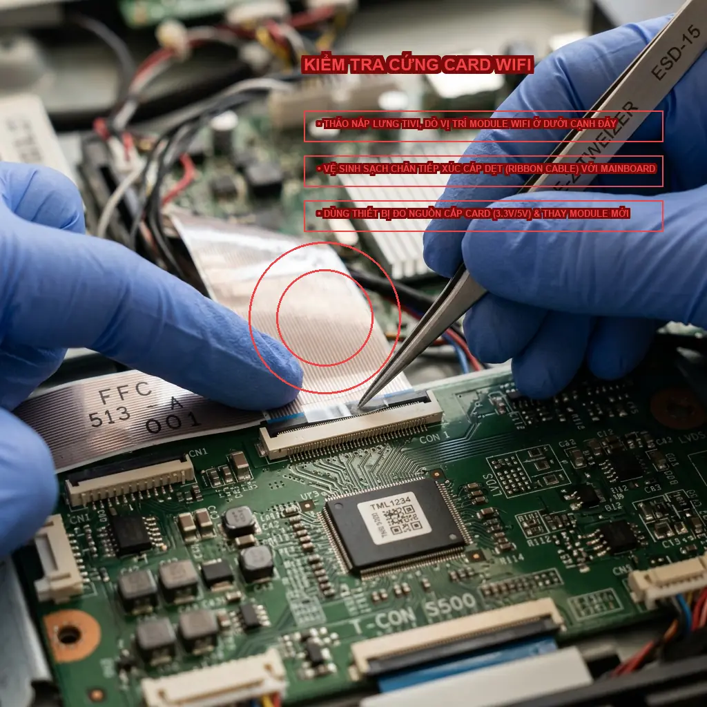 Hướng dẫn kiểm tra phần cứng card Wifi trong tivi